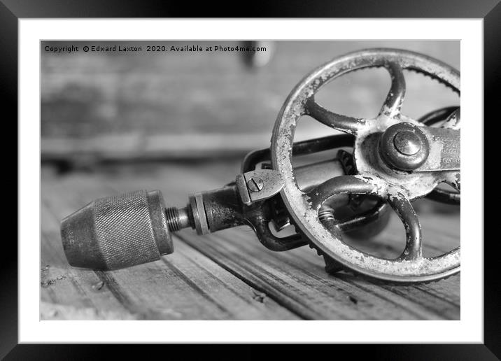 Beautiful 1920s Hand Drill in Black & White        Framed Mounted Print by Edward Laxton