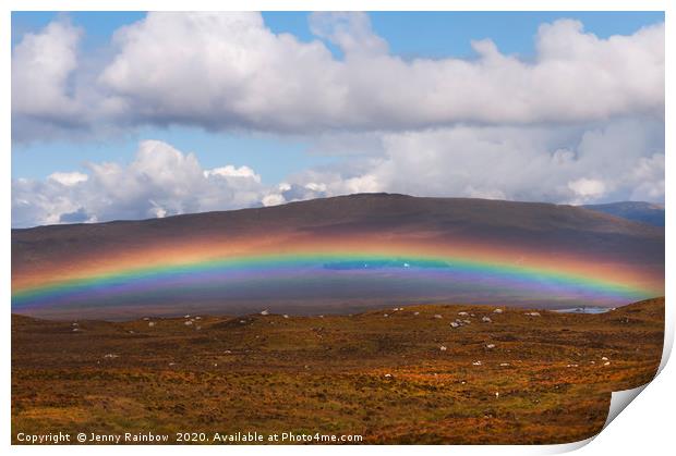 Low Rainbow in Highlands Print by Jenny Rainbow