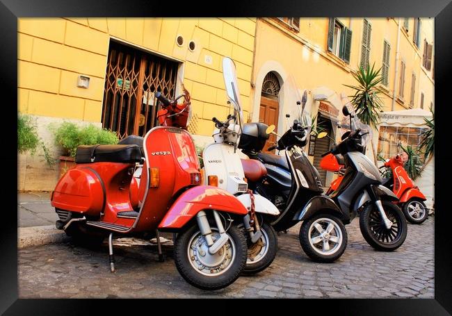 Italy Rome and red scooters Framed Print by M. J. Photography