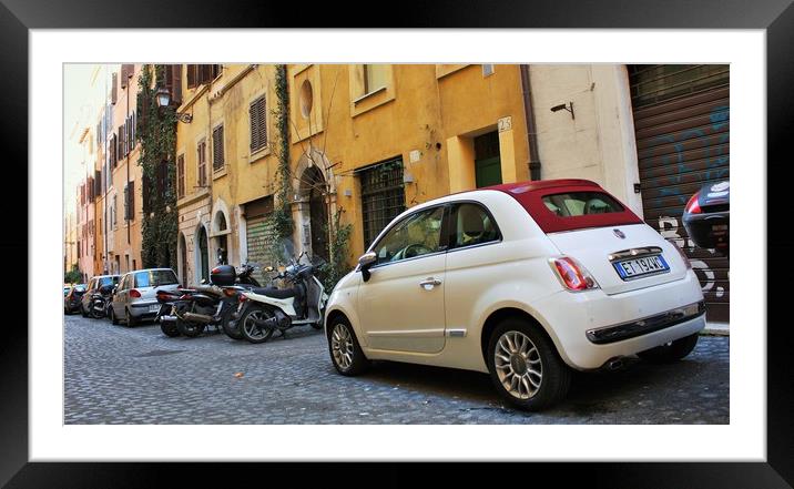 fiat 500 vintage car hire in Rome Framed Mounted Print by M. J. Photography