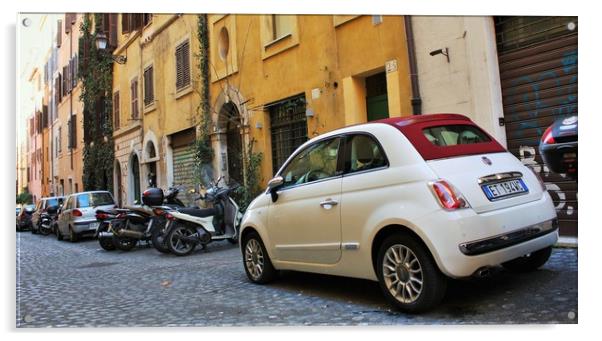 fiat 500 vintage car hire in Rome Acrylic by M. J. Photography