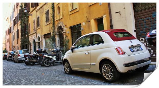 fiat 500 vintage car hire in Rome Print by M. J. Photography
