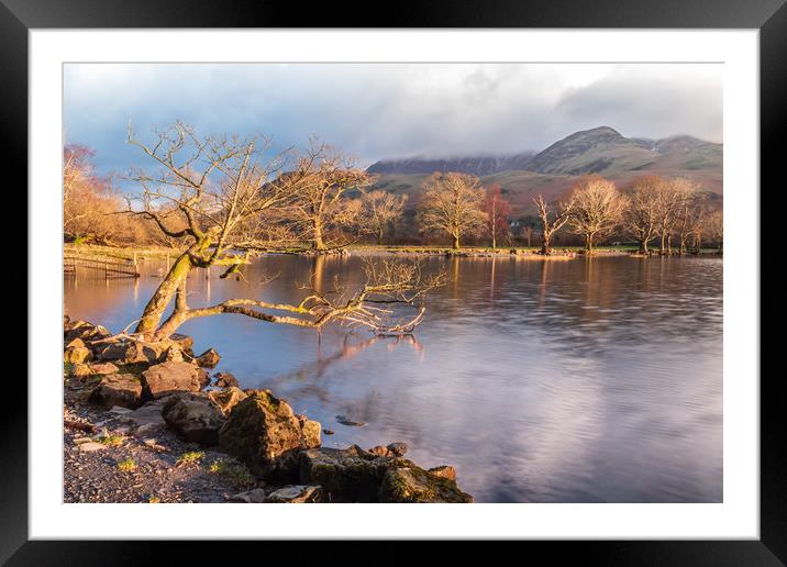 Buttermere sunlight Framed Mounted Print by Marcia Reay
