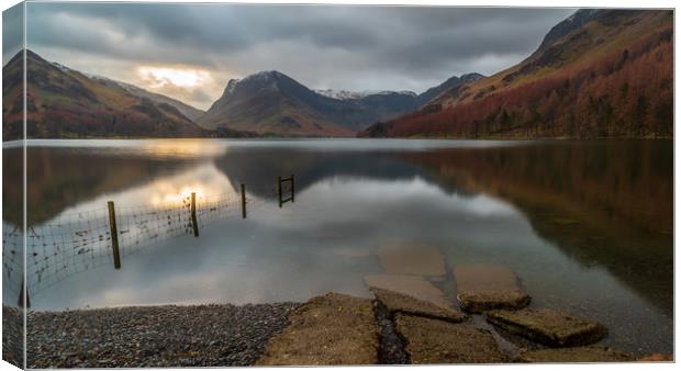Buttermere reflections Canvas Print by Marcia Reay