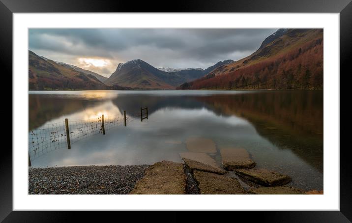 Buttermere reflections Framed Mounted Print by Marcia Reay