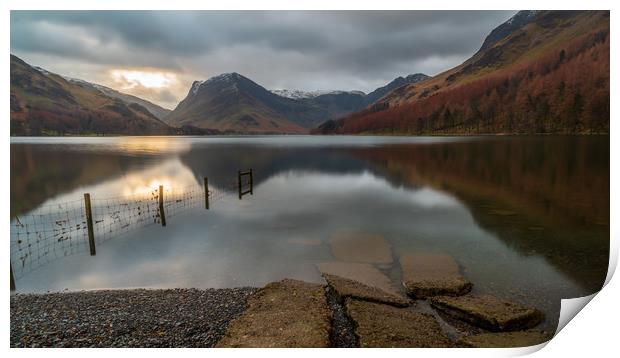Buttermere reflections Print by Marcia Reay