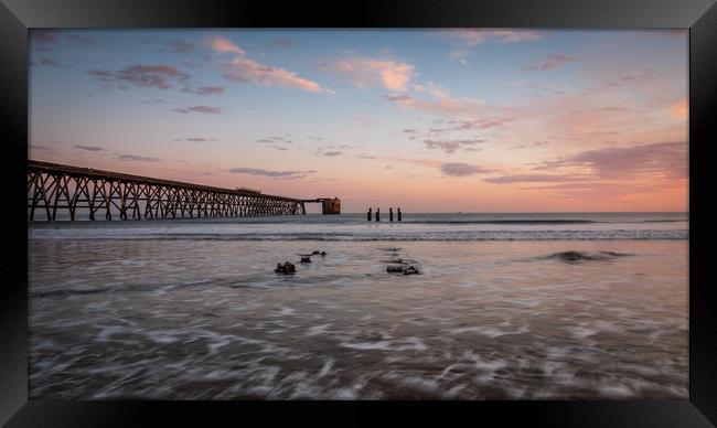 Steetley Pier, Hartlepool Framed Print by Marcia Reay