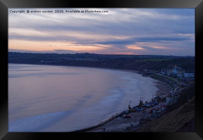 FILEY AT SUNSET Framed Print by andrew saxton