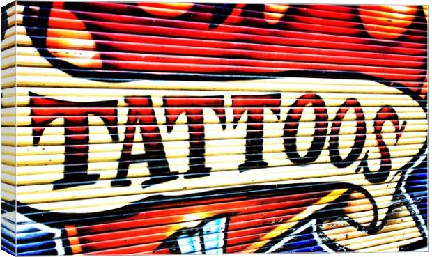 tattoos mural on the wall Canvas Print by M. J. Photography