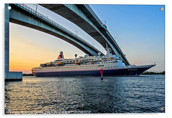 Cruise Ship Boudicca Leaving Brisbane Acrylic by Shaun Carling