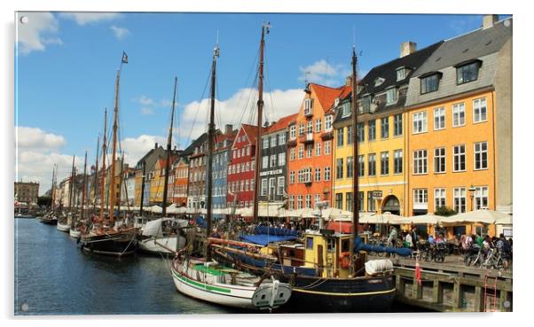 Nyhavn is a 17th-century waterfront, canal and ent Acrylic by M. J. Photography