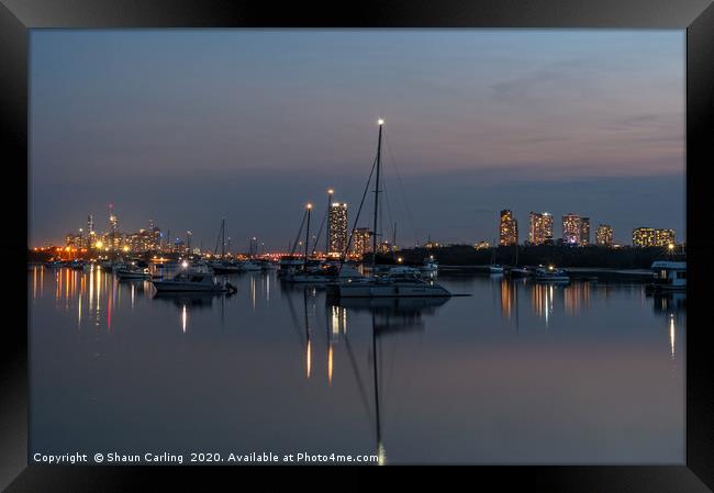 Night Time At Southport Spit Framed Print by Shaun Carling