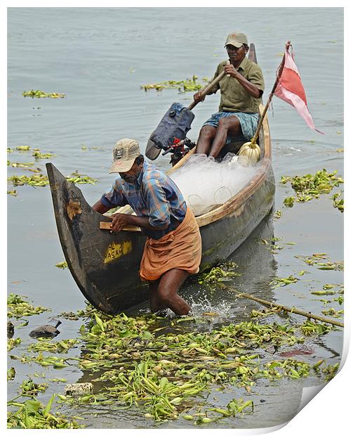 fishermen returns Print by Hassan Najmy