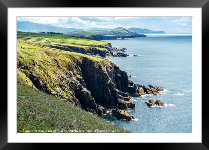 Sea cliffs at Dun Beag on Dingle Peninsula Framed Mounted Print by Angus McComiskey
