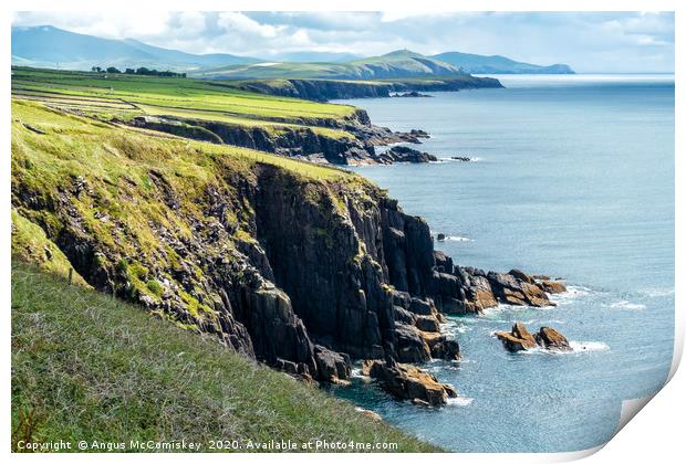 Sea cliffs at Dun Beag on Dingle Peninsula Print by Angus McComiskey