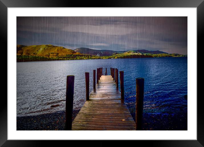 Derwent Jetty on a Rainy Day Framed Mounted Print by Scott Paul