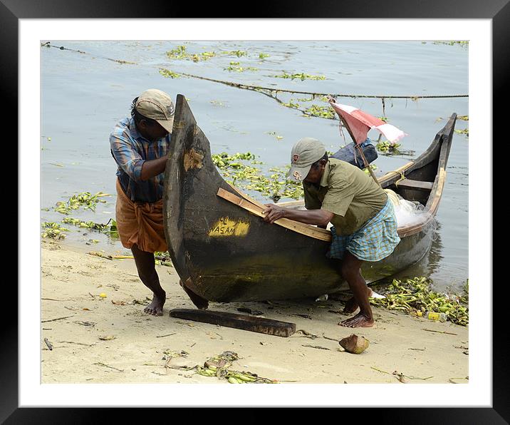 fishermen returns1 Framed Mounted Print by Hassan Najmy