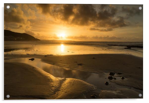 Westward Ho beach sunset Acrylic by Tony Twyman