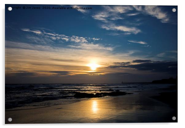 Tynemouth Long Sands Sunrise. Acrylic by Jim Jones