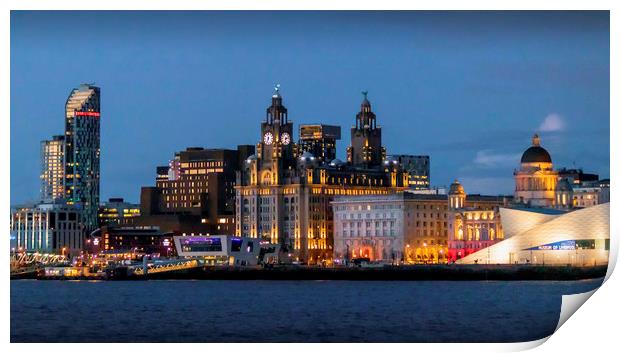 Liverpool's Evolving Waterfront at Dusk Print by Kevin Elias