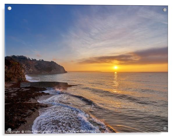 Cornish Sunrise Acrylic by Gordon Maclaren
