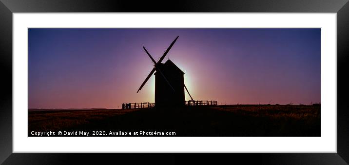 Windmill sunset Mont Saint Michel Moulin de Moidre Framed Mounted Print by David May