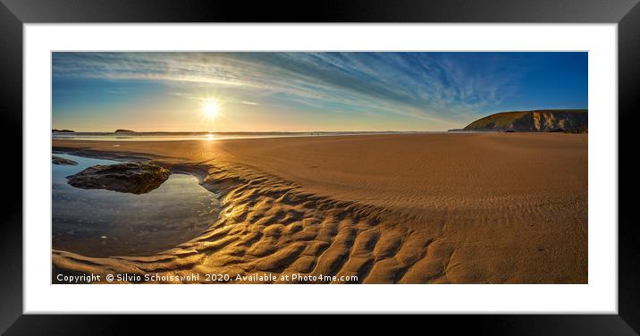 Golden Beach in Cornwall (Mawgan Porth) Framed Mounted Print by Silvio Schoisswohl