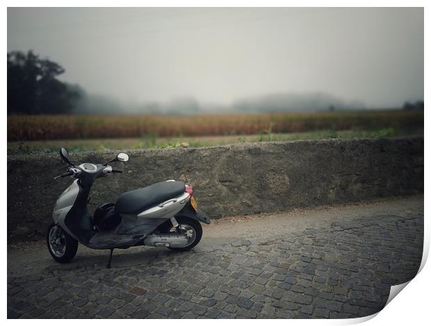 Motobike on the empty road Print by Larisa Siverina