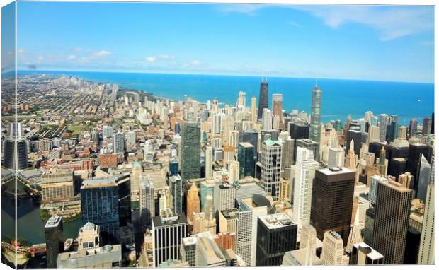 View of the city of Chicago from Hancock Center    Canvas Print by M. J. Photography