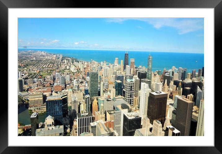 View of the city of Chicago from Hancock Center    Framed Mounted Print by M. J. Photography