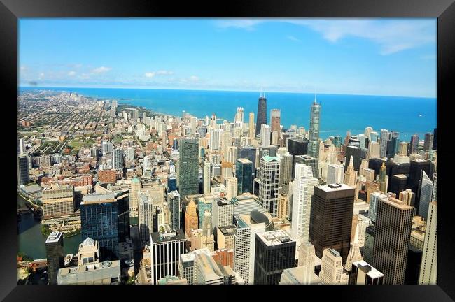 View of the city of Chicago from Hancock Center    Framed Print by M. J. Photography