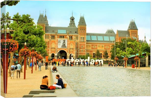 The Rijksmuseum in Amsterdam.  Canvas Print by M. J. Photography