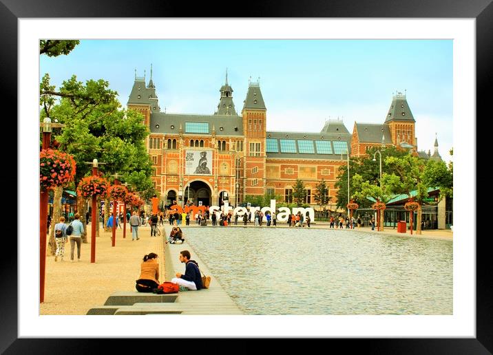 The Rijksmuseum in Amsterdam.  Framed Mounted Print by M. J. Photography