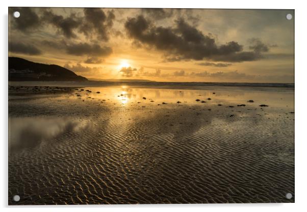 Westward Ho beach ripples Acrylic by Tony Twyman