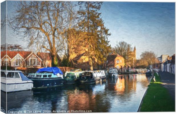 The Canal At Newbury Canvas Print by Ian Lewis