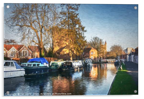 The Canal At Newbury Acrylic by Ian Lewis