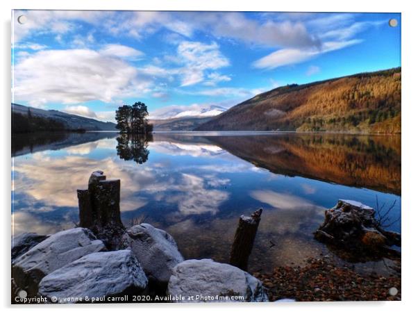 Loch Tay reflections from Kenmore in winter Acrylic by yvonne & paul carroll