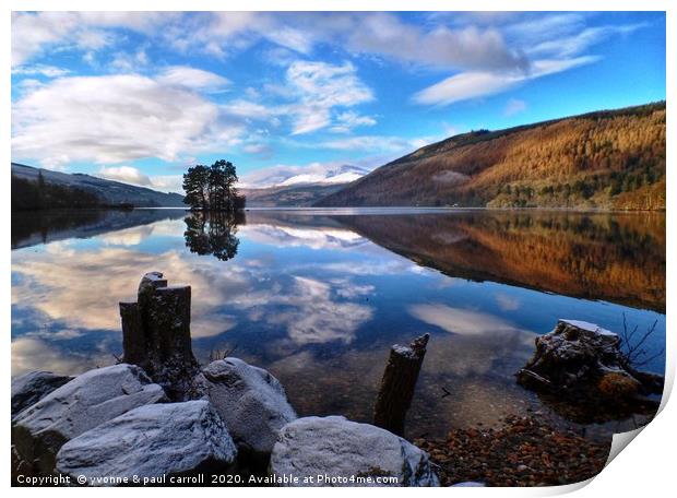 Loch Tay reflections from Kenmore in winter Print by yvonne & paul carroll