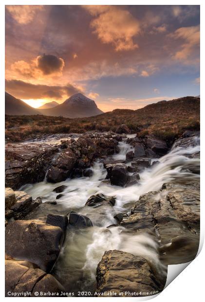 Marsco Sunrise Sligachan Isle of Skye Scotland Print by Barbara Jones