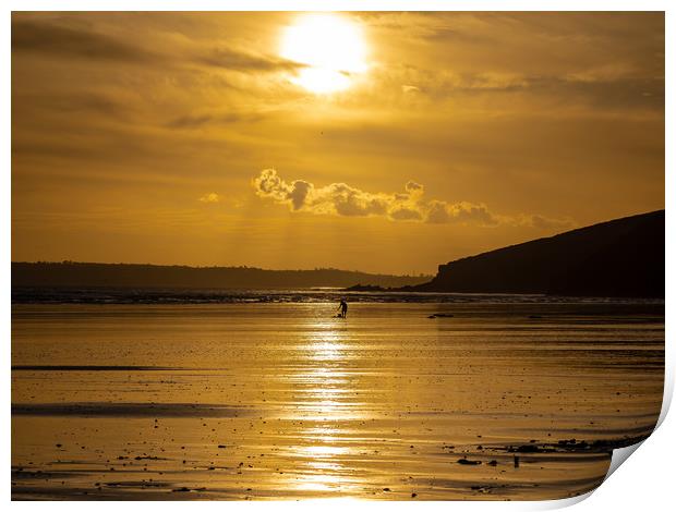 Pendine Beach at Sunset. Print by Colin Allen