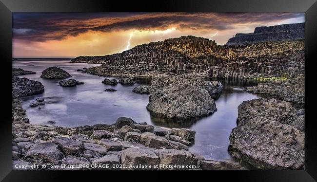 STORM OVER THE GIANT'S CAUSEWAY  - N. IRELAND Framed Print by Tony Sharp LRPS CPAGB