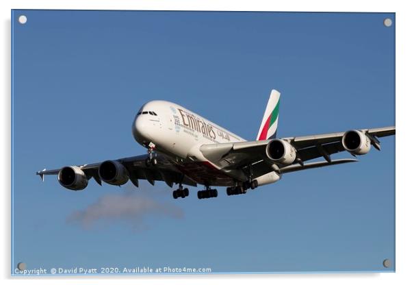 Emirates Airbus A380-861 Acrylic by David Pyatt