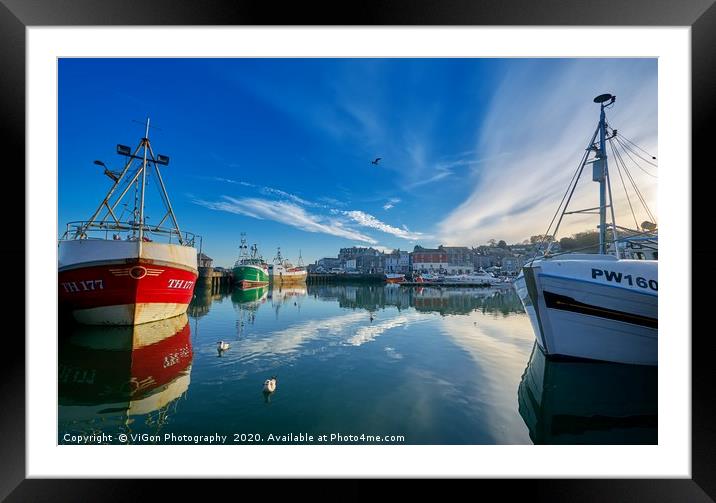 Padstow Harbour Fishing Boats Framed Mounted Print by Gordon Maclaren