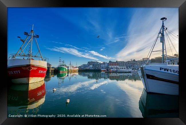 Padstow Harbour Fishing Boats Framed Print by Gordon Maclaren