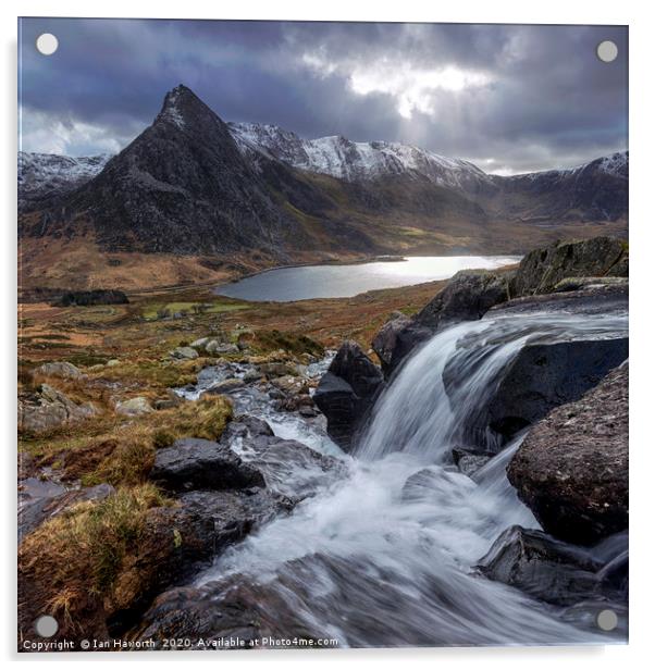 Tryfan and Llyn Ogwen in the Ogwen Valley Acrylic by Ian Haworth