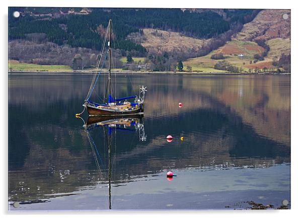 Boat on Loch Leven Acrylic by Jacqi Elmslie