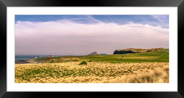 Bamburgh Golf Course Panoramic Framed Mounted Print by Naylor's Photography