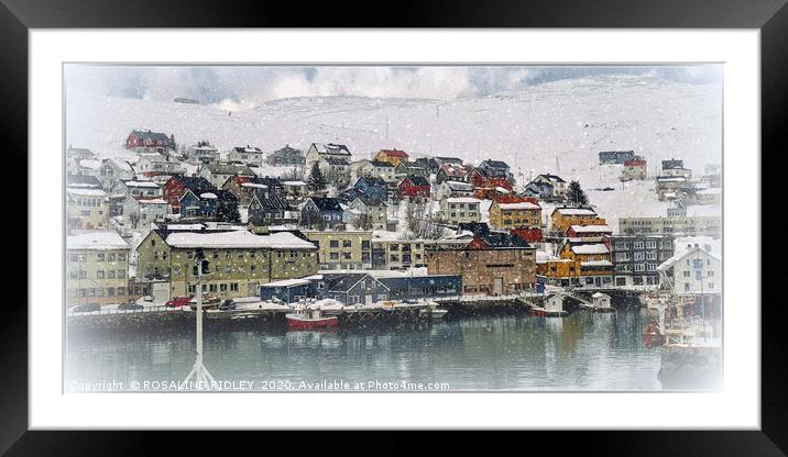 "Snow in Honningsvag" Framed Mounted Print by ROS RIDLEY