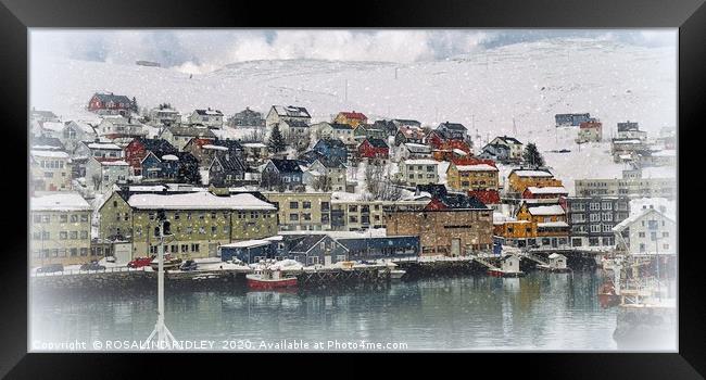 "Snow in Honningsvag" Framed Print by ROS RIDLEY