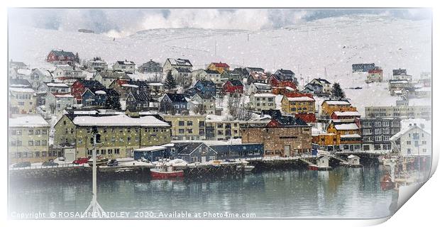"Snow in Honningsvag" Print by ROS RIDLEY